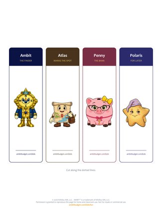 Printable: four character bookmarks to cut out