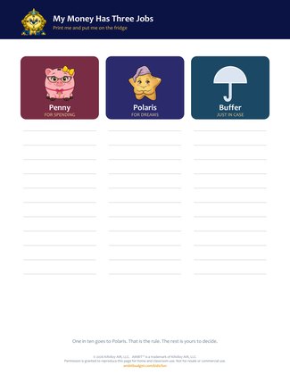 Printable: My Money Has Three Jobs chart